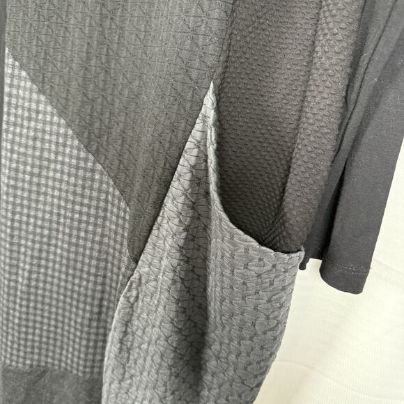 Alembika Maxi Midi Dress Size 4 US Large Mixed Media Black Gray Lagenlook - Picture 3 of 8